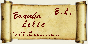 Branko Lilić vizit kartica